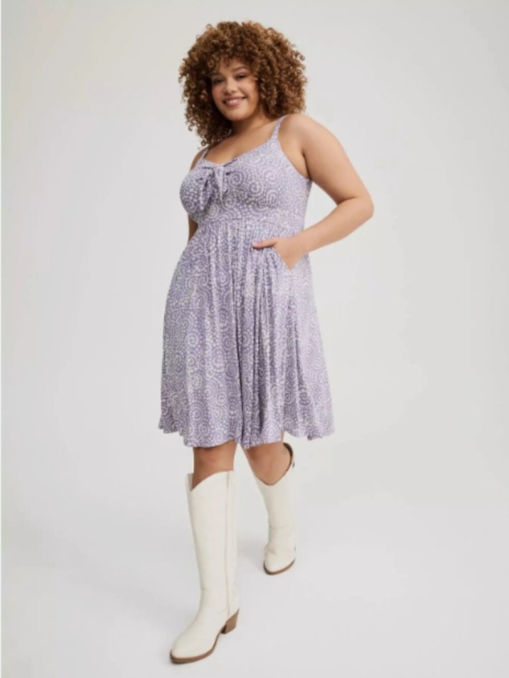 Torrid Lavender and White Floral Midi Dress super soft jersey Dress